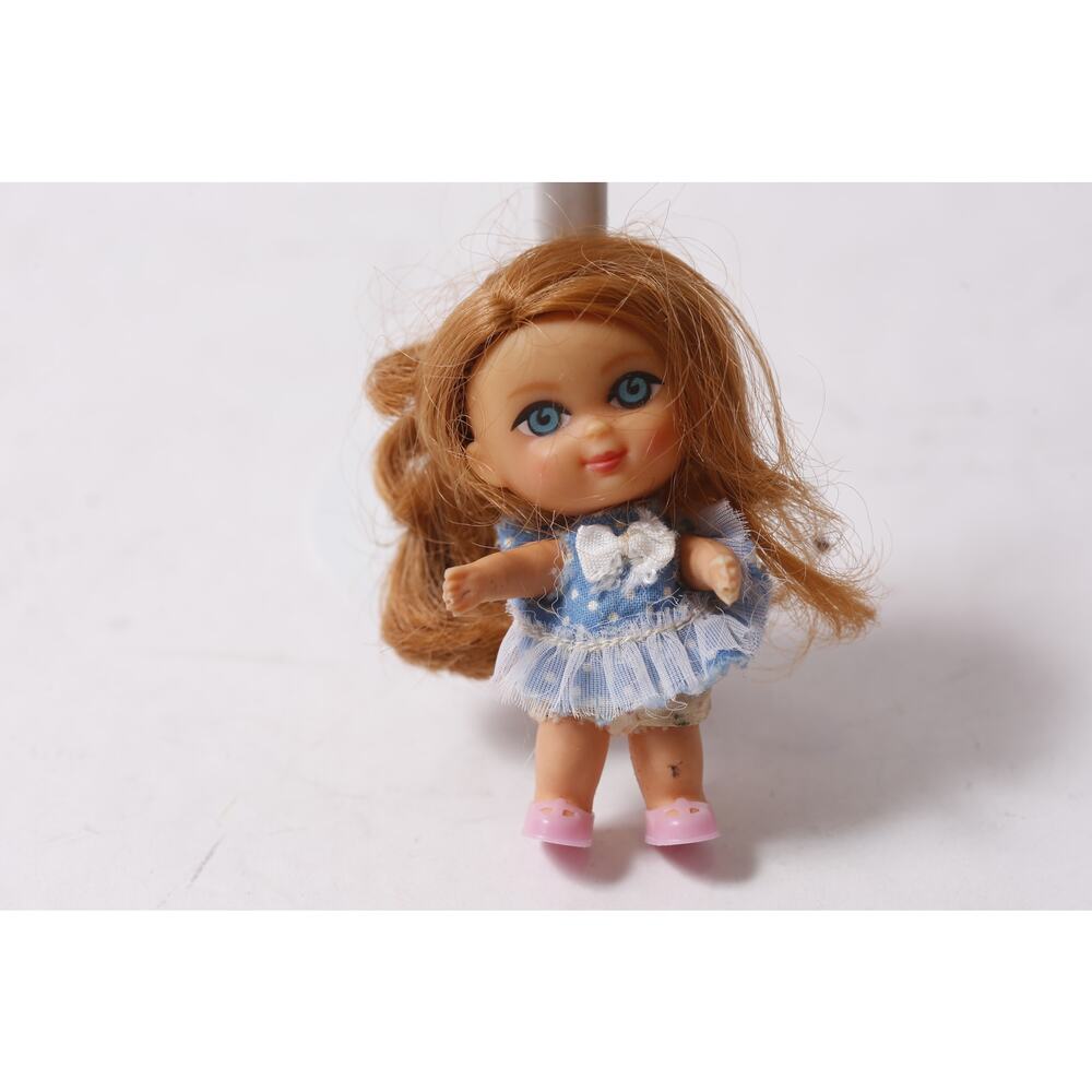 1960s Mattel Liddle Kiddles Doll Redhead Blue Dress Pink Shoes ~ 260420-WH 1081